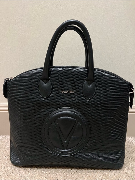 Mario Valentino Handbags - Valentino Black Textured Logo Tote satchel Bag